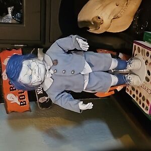 Little Boy Blue Vintage Upcycled Broken Porcelain Horror Art Doll 14" Tall